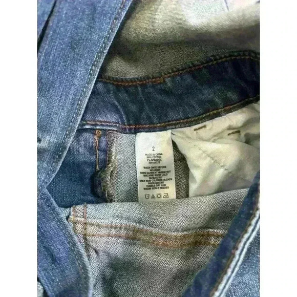 Aero Womens Medium Wash Overall Jean Pants Size 2 Blue Distressed Aeropostale - Picture 8 of 8